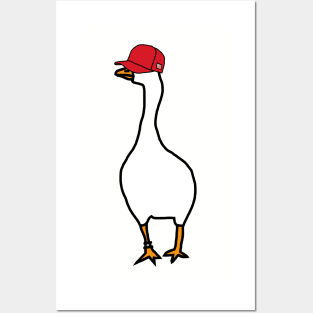 White Goose Wearing Stolen Red Hat Posters and Art